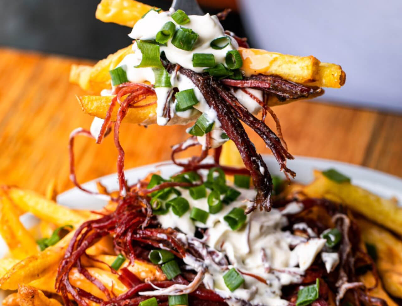 fritas com pastrami