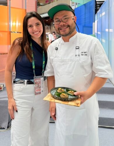 Raquel Pryzant e o chef Ted Liao, do restaurante plant-based Monsoon